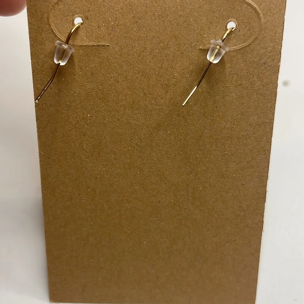 White Gold Tone Floral Cut Out Cloisonné Enamel Dangle Earrings (CPD45) - Picture 4 of 7